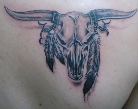 longhorn tattoos | Skull,tattoo, longhorn, tattoos by mundo, levi lindsey Skull With Feathers Tattoo, Longhorn Tattoos, Longhorn Skull Tattoo, Cow Skull With Feathers, Longhorn Tattoo, Feathers Tattoo, Cow Skull Tattoos, Indian Skull Tattoos, Skull Tattoo Designs