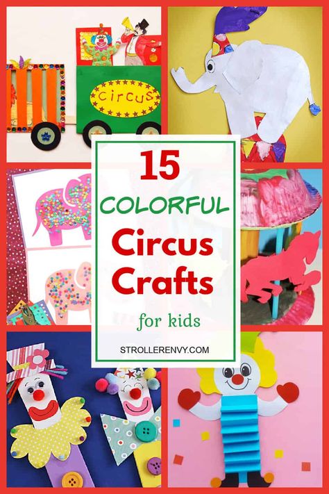 Do your kids love the circus? If so, they will love these fun and easy circus crafts! These fun crafts are bright and colorful - just like the circus. They are also easy to make and use minimal ordinary supplies. Carnival Crafts Preschool Circus Theme, Circus Activity Preschool, Circus Stem Activities For Kids, Circus Animals Crafts Preschool, Preschool Carnival Crafts, Circus Theme For Preschool, Preschool Circus Crafts, Carnival Crafts Preschool, Carnival Art Projects For Kids