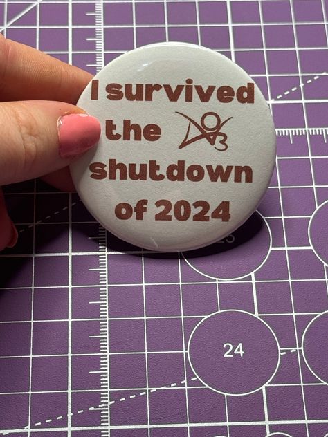 The AO3 Down Button Badge Pin Fanfic  is a trendy button that adds a touch of humor to your wardrobe.  The pin is designed with a 2.25" size and showcases the words "I survived the AO3 Shutdown of 2024" in the same red as the comforting logo you know and love.. Perfect for fans of fanfiction, this pin is made to last and can be worn on any garment like jackets, bags or hats with ease. Commemorate a dark 10 hours and be ready to show off your fandom pride with this pin! Pin Badge Ideas, Pin Ideas Button, Pin Badge Design, Aesthetic Buttons, Funny Buttons, Pin Ideas, Bag Pins, Badge Pin, Cool Pins