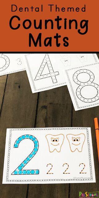 FREE Dental Themed Counting Mats - toddler, preschool, and kindergarten age kids will have fun practicing counting to 10 and tracing numbers with these super cute count the teeth number worksheets for preschool math #numbers #counting #preschool #dentaltheme Teeth Math Activities For Preschool, Dental Health Math Activities Preschool, Dentist Preschool, Dental Awareness, Tooth Preschool, Dental Health Preschool Crafts, Dental Health Crafts, Counting Preschool, Dental Health Week