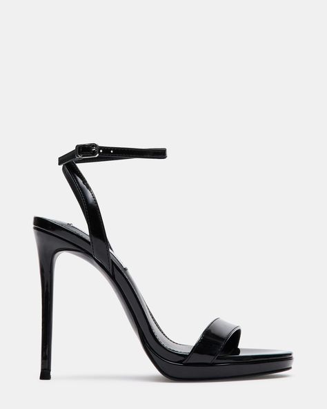 Classy Platform Heels, Heels For Black Dress, Black Heels Aesthetic, Strapless Heels, Classy Black Heels, Concert Outfit Black Women, Concert Outfit Black, Black Heels Prom, Black Heels Outfit