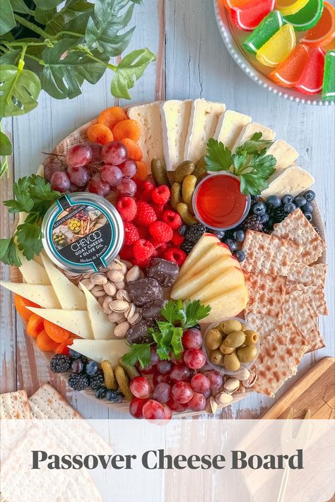 Passover Cheese Board Passover Charcuterie Board, Kosher Charcuterie Board, Passover Feast, Dark Chocolate Caramel, Jewish Food, Charcuterie Inspiration, Honeycrisp Apples, Passover Recipes, Cheese Platter