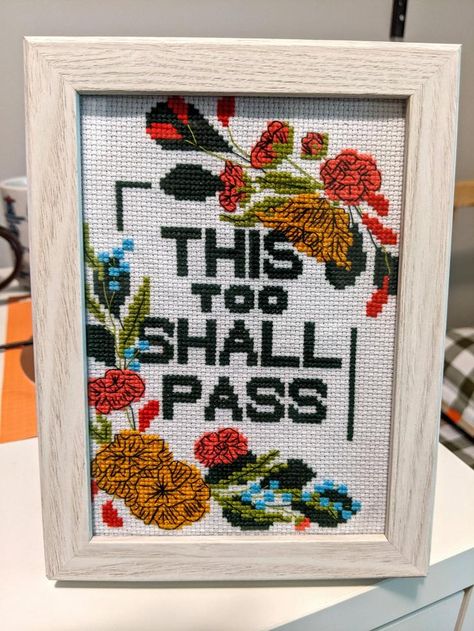 [FO] Just finished a piece I self-drafted during a personal low in this quarantine. These simple words have always offered me alot of encouragement! Hope you all like it! Spend Your Time Wisely, This Too Shall Pass, Quick Stitch, Felt Embroidery, Back Stitch, Stitch Art, Simple Words, Embroidery Cross Stitch, Embroidery Cross