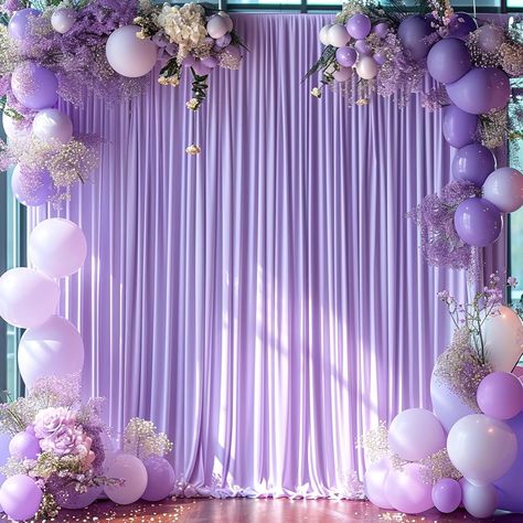 Amazon.com : 10x10 Lavender Backdrop Curtain for Parties Wedding Wrinkle Free Light Purple Photo Curtains Backdrop Drapes Fabric Decoration for Baby Shower Photoshoot 5ft x 10ft,2 Panels : Electronics Wedding Light Purple, Lavender Backdrop, Curtains Backdrop, Baby Shower Photoshoot, Lilac Decor, Light Purple Wedding, Lila Party, Shower Photoshoot, Purple Party Decorations