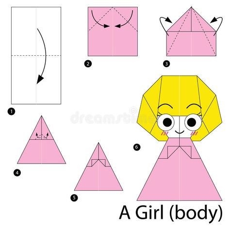 Origami Human, Origami Girl, Kindergarten Art Lessons, Origami Step By Step, Origami Diagrams, Kids Origami, Homeschool Crafts, Origami And Kirigami, Art Mignon