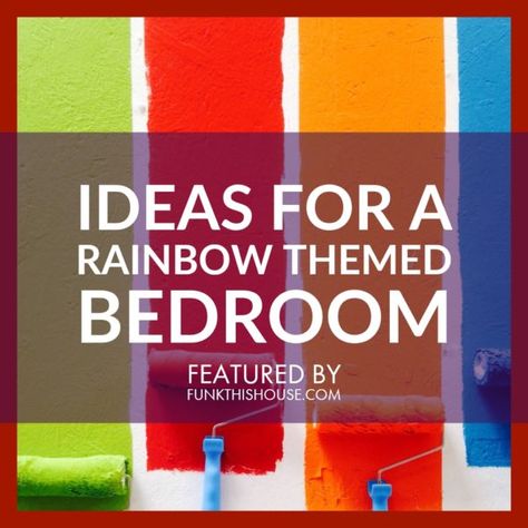 Are You Looking to Funk Up Your Bedroom with a Rainbow Theme? Check These Creative Ideas Out Before planning a bedroom theme. There are many pieces that are sure to cause jaws to drop - lamps, art, bedding, furniture and more. If you love color, you'll appreciate these pieces. #rainbowdecor #rainbow #funkthishouse Rainbow Theme Room, Rainbow Theme Bedroom, Rainbow Boys Room, Bedroom Paint Schemes, Rainbow Themed Bedroom, Rainbow Bedroom, Bedroom Theme, Rainbow Room, Funky Home Decor