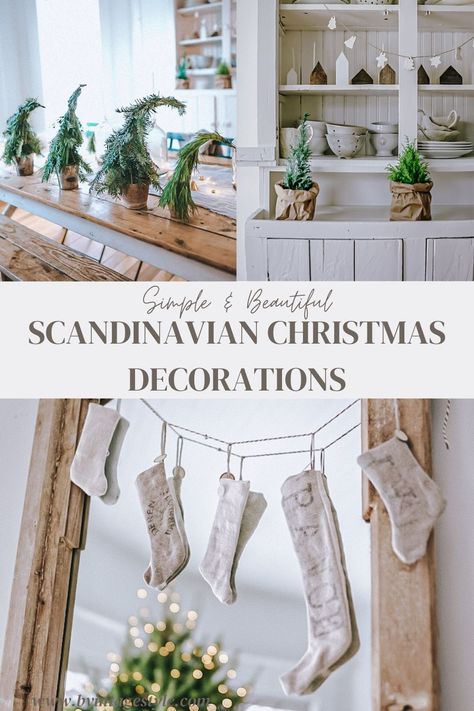 A Nordic Christmas is all about embracing nature and simplicity. Minimalistic decor, natural outdoor elements, Scandinavian Christmas decorations, and a touch of whimsy too. Get inspired with these 8 Ways to Have a Scandinavian Christmas! Scandinavian Christmas Table Decor, Scandinavian Christmas Mantle, Scandi Christmas Decor Ideas, Nordic Christmas Decor Ideas, Scandinavian Christmas Traditions, Icelandic Decor, Nordic Christmas Decorations Inspiration, Swedish Christmas Decor, Vintage Scandinavian Christmas