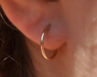 Small Gold Hoop Earrings, Unisex Earrings, Simple Hoop Earrings, Small Gold Hoops, Tiny Hoop Earrings, Hoops Gold, Fake Piercing, Gold Filled Hoops, Gold Filled Earrings