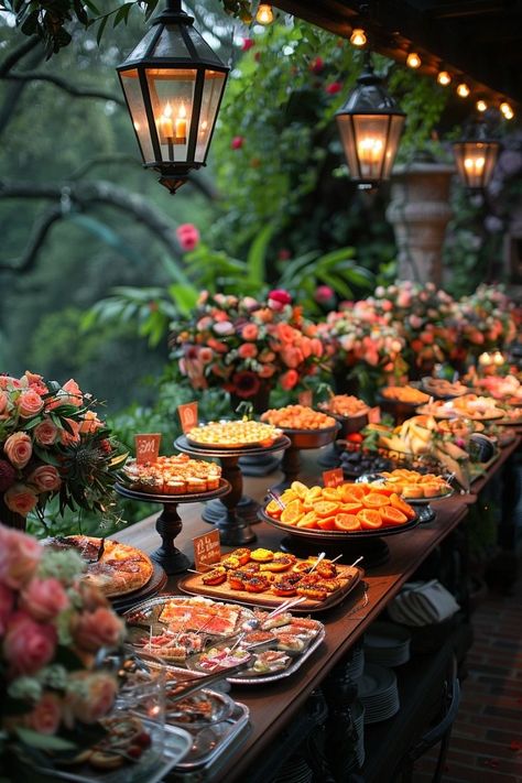 Outdoor Garden Design, Book Club Food, Wedding Food Display, Garden Party Recipes, Italian Buffet, Outdoor Garden Ideas, Backyard Dinner Party, Decoration Buffet, Garden Prepping