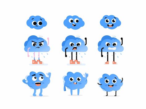 Cloud character by Aleksandar Savic Cloud Character, Emoji Characters, Cloud Illustration, Vector Character Design, Flat Design Icons, Graphic Design Infographic, Cloud Vector, Pop Art Illustration, Illustration Quotes