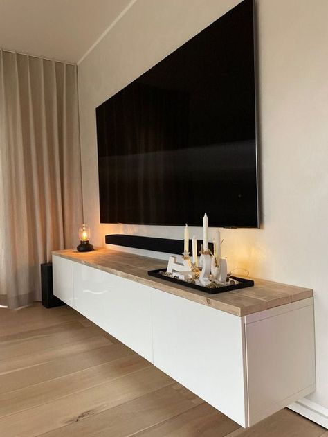 Ikea Besta Top, Scaffolding Wood, Tv A Muro, Ikea Living Room, Ikea Besta, Living Room Design Inspiration, Ikea Home, Tv Furniture, Home Design Living Room