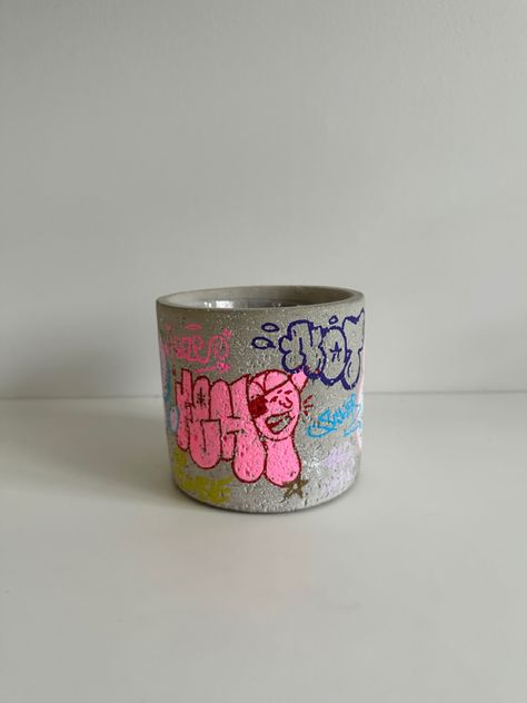 Graffiti Pottery, Graffiti Ceramics, Concrete Graffiti, Things To Fo, Candle Ceramic, Industrial Studio, Created To Create, Candle Pot, Sculpture Art Clay