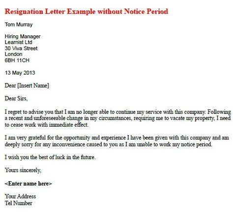 Resignation Letter Example Without Notice Period Resignation Letter Quitting Job, Employee Resignation Letter, Resignation Letter Format, Resignation Letter Template, Notice Period, Resignation Template, Medical Assistant Student, Two Weeks Notice, Job Resignation Letter