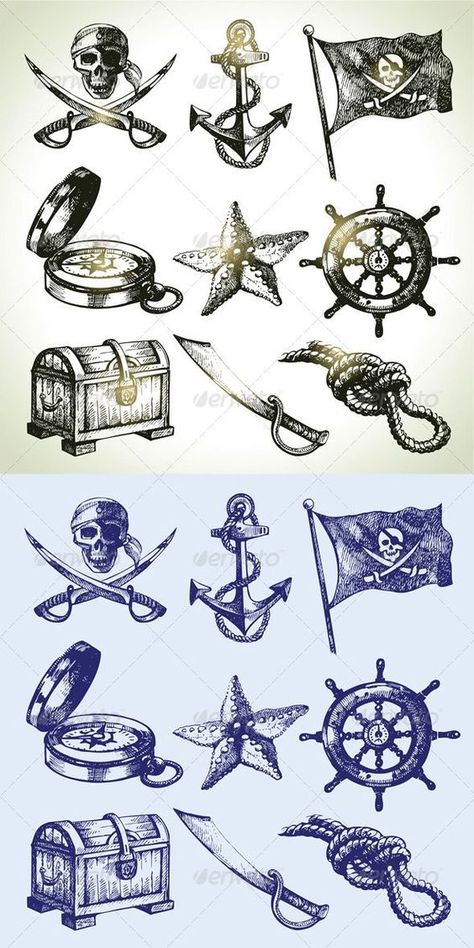 Pirate Symbols, Watch Sketch, Pirate Tattoo, Anchor Tattoos, Tattoo Zeichnungen, Theme Tattoo, Nautical Tattoo, Pirate Art, Pirate Flag