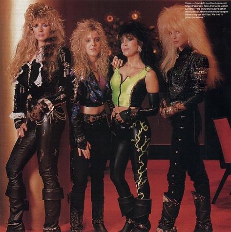 Vixen - Q 36, Sept 89 Rock Of Ages Costume Ideas, Rock And Roll Outfits 80's, Rock Outfits For Women Concert, 80s Rock Fashion Women, 80s Glam Rock Fashion, 80s Rock Outfit, 80s Fashion Rocker, Rock Band Outfits, 80s Rock Fashion