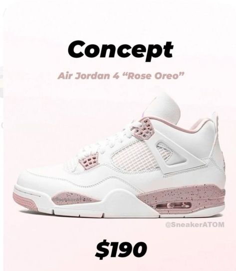 Swag Shoes For Women, Pink Jordans 4s, Jordans 4s, Nike Jordan 4, Nike Shoes Women Fashion, Pretty Sneakers, Custom Shoes Diy, Trendy Shoes Sneakers, Nike Shoes Girls