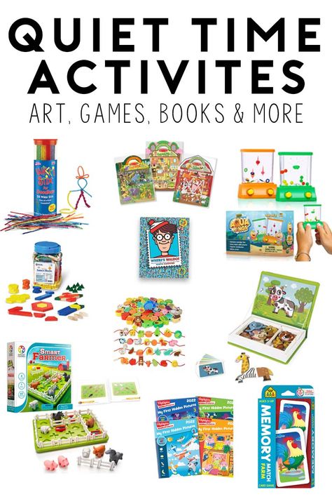 20+ Quiet Time Activities and Supplies - Busy Toddler Nap Time Activities, Toddler Busy Boxes, Quiet Time Bins, Quiet Bins, Quiet Time Boxes, Quiet Boxes, Morning Quiet Time, Morning Baskets, Quiet Games