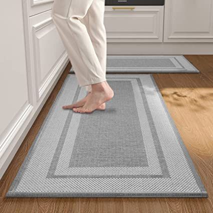 Amazon.com: Kitchen Rugs and Mats, 2 PCS Non Slip Cushioned Anti Fatigue Washable Runner Rug with Rubber Backing for Kitchen Floor Front of Sink, Hallway, Laundry Room 17.5"x30"+17.5"x47.5": Home & Kitchen Hallway Laundry Room, Greige Kitchen, Hallway Laundry, Clean Kitchen Floor, Washable Runner Rug, Remove Oil Stains, Anti Fatigue Kitchen Mats, Kitchen Rugs Washable, Room Mat