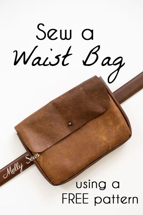 Sew a waist bag - DIY belt bag or fanny pack using a free pattern - Melly Sews Leather Waist Bag Pattern Free, Waist Bag Sewing Pattern, Free Belt Bag Pattern, Diy Belt Bag Pattern, Diy Leather Belt Bag, Satchel Pattern Free, Easy Leather Projects Free Pattern, Leather Bag Pattern Templates, Diy Fanny Pack Pattern Free