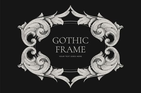 Gothic Design Elements, Canva Gothic Elements, Gothic Graphic Design, Gothic Frames, Gothic Ornament, Ornamental Elements, Gothic Frame, Frame Ornaments, Gothic Elements