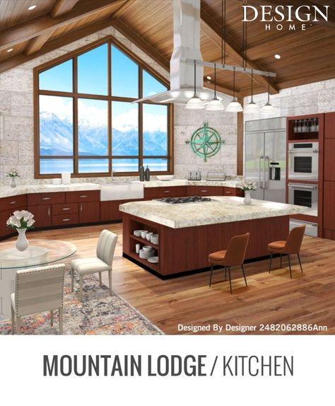 Mountain Lodge Kitchen, Mountain House Interior, Lodge Kitchen, Mountain Kitchen, Lodge House, Sims House Plans, Farm Kitchen, Hotel Apartment, Mountain Lodge