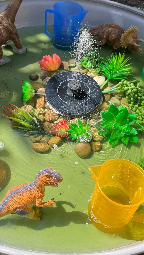 the_little_adventurer_ on Instagram: Dino swamp 🦕 This is an easy outdoor water play idea! You can use any animals, we’ve made it dinosaurs to celebrate national dinosaur@day… Dinosaur Garden For Kids, Swamp Water, Dinosaur Garden, Dinosaur Play, Water Table, Main Theme, Water Play, Baby Dinosaurs, Montessori Activities