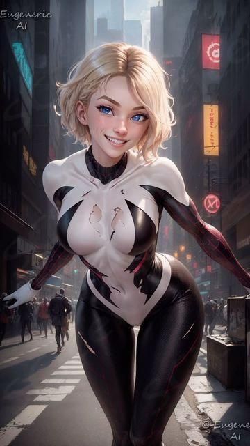 Stacy Fanart, Gwen Stacy Fanart, Spiderman Gwen Stacy, Spiderman Fanart, Spider Gwen Art, Gwen Spiderman, Iron Man Cartoon, Spiderman And Spider Gwen, Marvel Spider Gwen