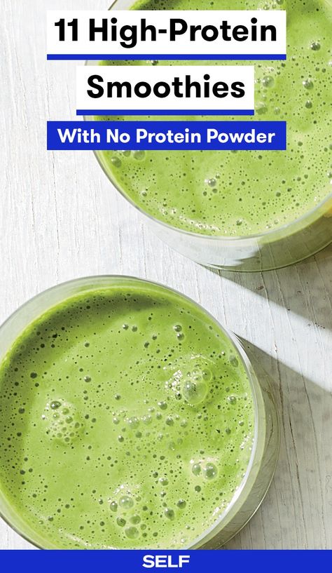 11 High-Protein Smoothies With No Protein Powder | SELF #smoothies #nopowder #delicious Heathy Smoothies, Vegetarian Smoothies, High Protein Smoothie Recipes, High Protein Smoothies, Protein Smoothies, Healthy Sweet Snacks, Protein Smoothie Recipes, Best Smoothie Recipes, Healthy Shakes