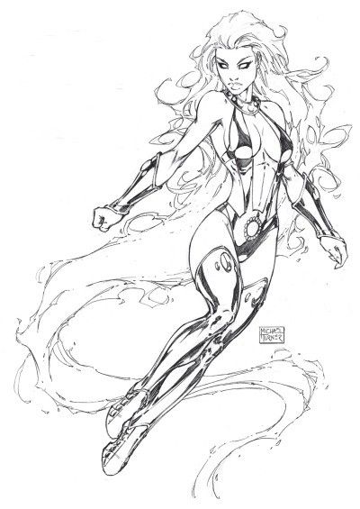 Starfire Turner Sketchbook, Turner Artworks, Michael Turner, Drawing Superheroes, Comic Movies, Comic Book Artists, Illustration Character Design, Comic Artist, Comic Books Art