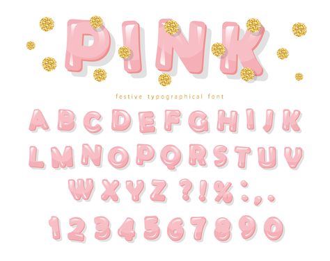 Alfabet Font Cute, Barbie Font Canva, Printable Letters Free Alphabet Fonts, Pink Bubble Letters, Pink Font Alphabet, Font Abc, Playful Pink Letter Beads, Canva Hacks, Font Letters