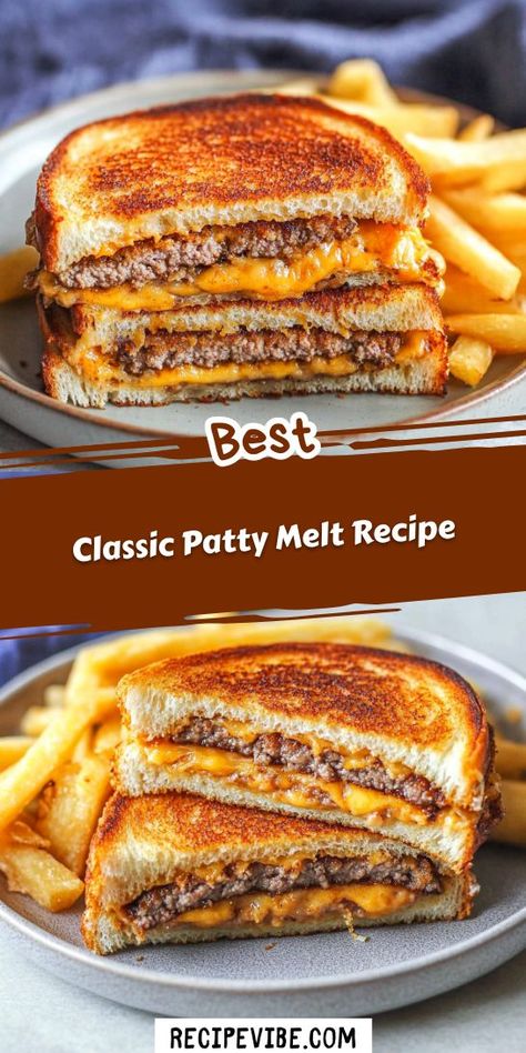 Craving a satisfying yet light dinner option? This Classic Patty Melt Recipe combines juicy beef, melted cheese, and toasted bread for a delicious meal. Perfect for busy weeknights, this recipe is quick and easy. Save it for your next light dinner inspiration! Easy Patty Melt, Cheese Patties, Patty Melt Recipe, Easy Grilled Cheese, Melt Recipe, Burger Night, Patty Melt, Toasted Bread, Melty Cheese