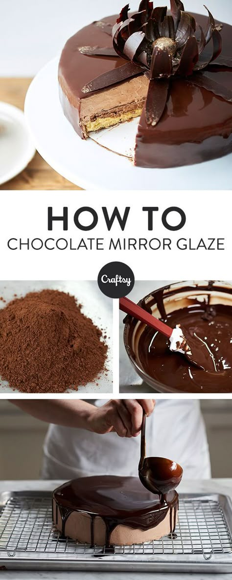 Who doesn't love chocolate cake? Learn how to make your own mirror glaze triple chocolate cake with this free guide. Dark Chocolate Mirror Glaze, Mirror Cakes, Chocolate Glaze Recipes, Chocolate Mirror Glaze, Glaze Icing, Mirror Glaze Cake, Mirror Cake, Mirror Glaze, Clotted Cream