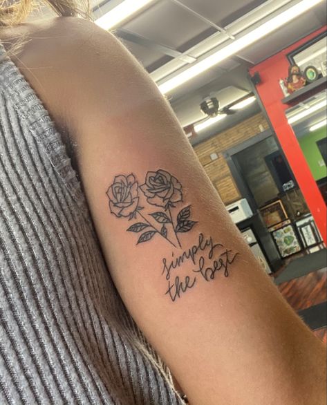 Schitt’s Creek Tattoos, Simply The Best Schitts Creek, Simply The Best Tattoo, Schitts Creek Tattoo Ideas, Schitts Creek Tattoo, Creek Tattoo, Sleeve Reference, Tribute Tattoos, Dad Tattoo