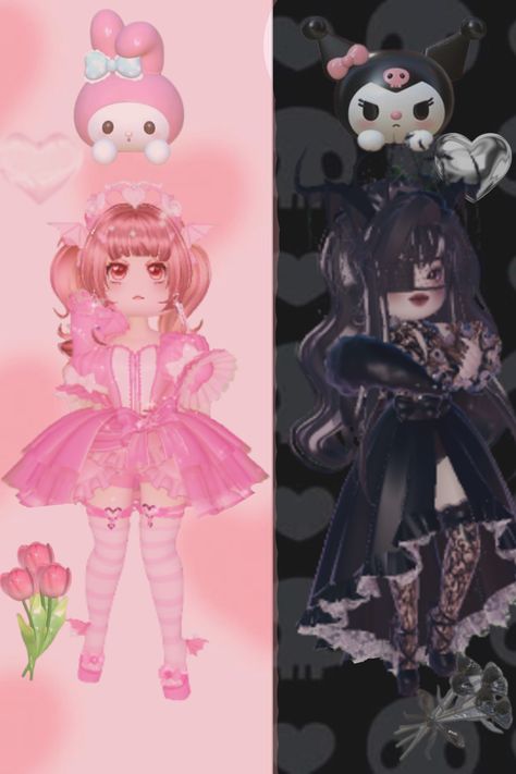 Kuromi Royale High, Sanrio Royale High, Black My Melody, My Melody And Kuromi, Melody And Kuromi, Sanrio Pink, Best Profile, My Melody Kuromi, Royale High