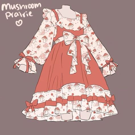 Mushroom Outfit, Vestidos Anime, Dress Design Drawing, Clothing Design Sketches, Drawing Anime Clothes, Dress Design Sketches, Dress Drawing, Whimsical Fashion, Fashion Design Drawings