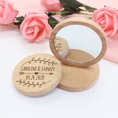 Smarter Shopping, Better Living! Aliexpress.com Wooden Souvenirs Ideas, Cheap Party Favors, Pretty Gifts, Gifts For Bridesmaids, Custom Purses, Make Up Bags, Personalized Wedding Gift, Wooden Mirror, Wood Wedding