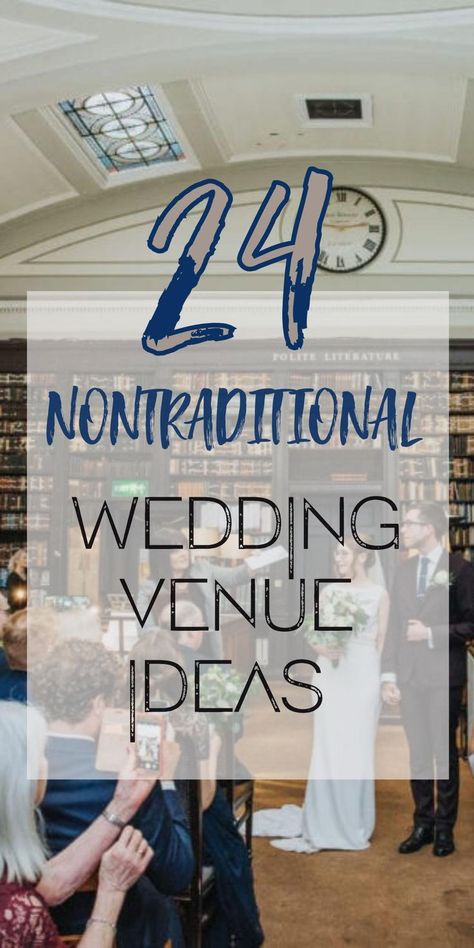 wedding ceremony in nontraditional library wedding venue Unique Venue Ideas, Nontraditional Wedding Venues, Alternative Wedding Venues, Unique Wedding Venue Ideas, Nontraditional Wedding Ideas, Unique Wedding Locations, Wedding Venue Ideas, Large Wedding Venues, Alternative Wedding Venue