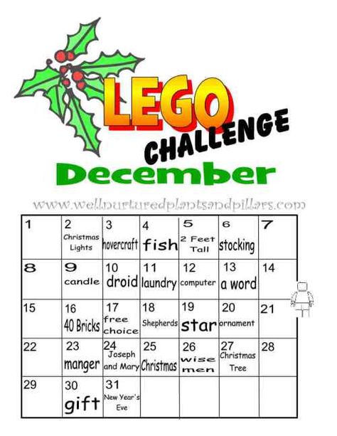 FREE PRINTABLE... list of daily lego building challenges for Dcember 2013 Winter Building, November Challenge, Lego Challenge, Lego Club, Free Lego, Lego Activities, After School Club, Freebie Friday, Lego Toys