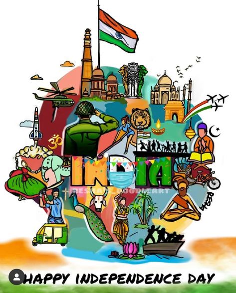 Independence Day of India| 74th celebration| Indian digital art| culture| India Indian Culture Doodle Art, Tourism In India A Growing Global Attraction Drawing, Digital India Poster Painting, Digital India Drawing Competition, Poster On Indian Culture, Indian Independence Day Painting, Indian Heritage Drawing, Indian Culture Poster, Indian Culture Drawing