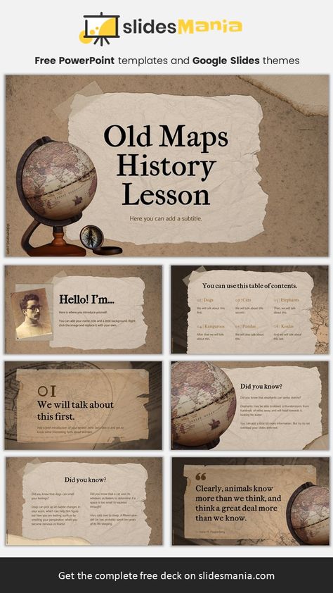 Vintage Powerpoint Template, Power Point Design Free, Maps Design, Free Ppt Template, Free Powerpoint Presentations, Vintage Paper Textures, Presentation Slides Design, Powerpoint Slide Designs, Presentation Design Layout