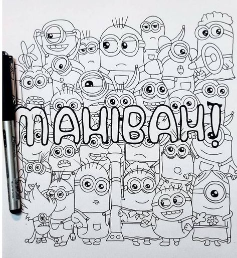 Minions Minion Doodle, Name Doodle, Doodle Art, Custom Name, Minion, Word Search Puzzle, Doodles, Quick Saves, Art