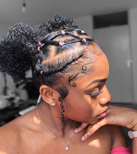 Band Hairstyles, Rubber Band Hairstyles, Cabello Afro Natural, Afro Braids, Cute Natural Hairstyles, Hairstyles Bob, Kid Hairstyles, Natural Hair Bun Styles, Protective Hairstyles For Natural Hair