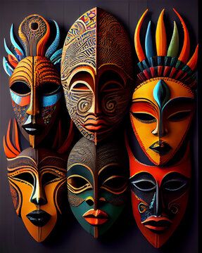 African Mask Drawing, African Masks Art, Japanese Masks, Wood Carving Art Sculpture, Africa Art Design, African Inspired Decor, African Artwork, Afrique Art, African Paintings