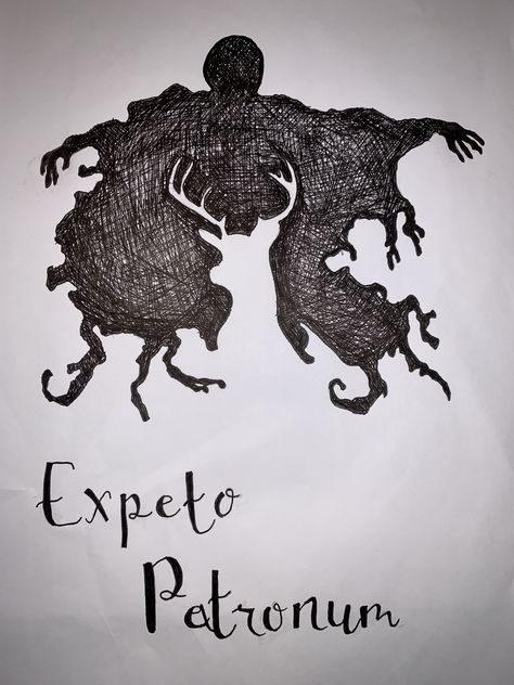 Harry Potter Spells Aesthetic, Thestral Drawing, Patronus Tattoo Harry Potter, Spells Aesthetic, Harry Potter Doe Patronus Tattoo, Hp Drawings, Harry Potter Tattoos Expecto Patronum, Expecto Patronum Tattoo, Harry Potter Tattoos Patronus Deer