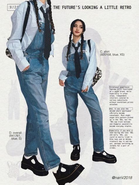 Denim Outfit Korean, Kpop Idol Overalls Outfit, K Pop Denim Outfit, Japanese 90s Fashion Catalog, Denim Outfit Aesthetic Korean, Fashion Sketchbook Inspiration, 2000s Outfit, Modesty Outfits, Hijabi Outfits Casual