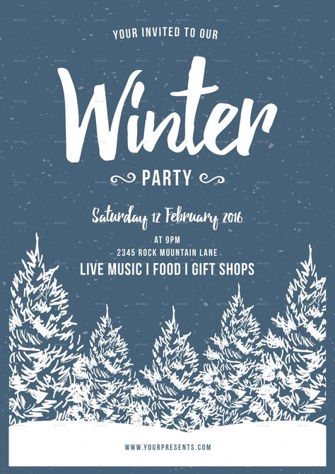 Winter Market Poster, Winter Party Invitations, Holiday Party Flyer, Fundraising Poster, Christmas Party Flyer, Winter Invitations, Winter Poster, 21 Diner, Concert Poster Design