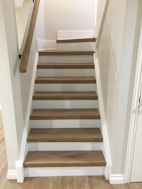 Staircase Laminate Flooring, Hardwood Floors On Stairs, Laminate Wood Stairs Ideas, Stairs Straight Up, Laminated Stairs Ideas, Stairs Between Walls, Stairs Laminate Flooring, Laminate Wood Flooring On Stairs, Stairs With Vinyl Flooring