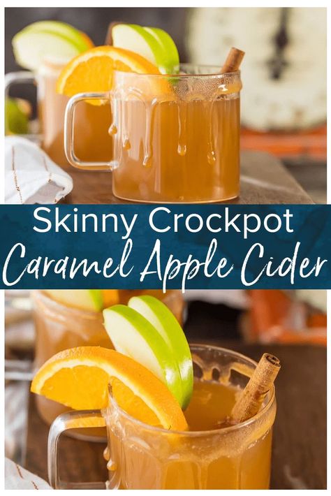 Apple Cider From Scratch, Apple Cider Alcohol, Crockpot Apple Cider, Caramel Apple Cider Recipe, Crockpot Drinks, Caramel Apple Cider, Crockpot Apple, Recipe For Fall, Low Calorie Cocktails