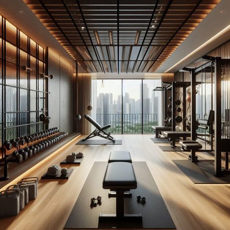 Discover the benefits of a minimalist home gym setup. From decluttering tips to sleek equipment choices, create a space that enhances your fitness #HomeGymDesign #MinimalistHomeGym  #DIYHomeGym #HomeWorkoutSpace #FitnessRoomInspiration Penthouse Gym, Gym Interiors, Home Gym Design Luxury, Gym Basement, Gym Architecture, Small Home Gym Ideas, Home Gym Basement, Boutique Gym, Home Gym Ideas