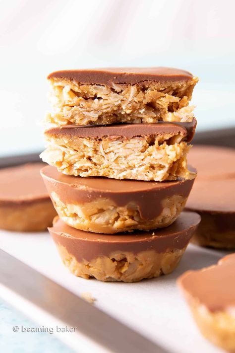 4 Ingredient No Bake Chocolate Peanut Butter Oatmeal Cups - Beaming Baker Peanut Butter Oatmeal Cups, Pb Oatmeal, Beaming Baker, Chocolate Peanut Butter Oatmeal, Smile Makers, 4 Ingredient Recipes, Chocolate Oatmeal Cookies, Peanut Butter No Bake, Peanut Butter Oatmeal Cookies